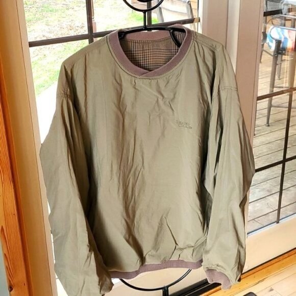 Izod Club Embroidered Nylon Reversible Pockets Crew Neck Pullover Sz L Jacket - Picture 1 of 15